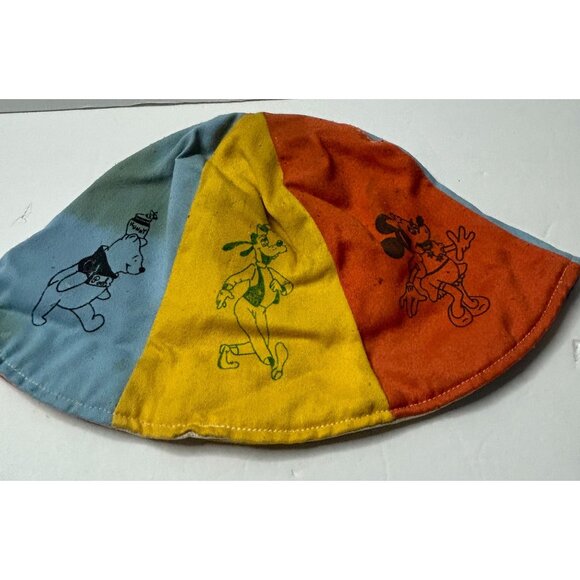 Vintage 1950s Disneyland Bucket Hat Mickey Mouse Pooh Baloo Multicolor Panels - Picture 3 of 5